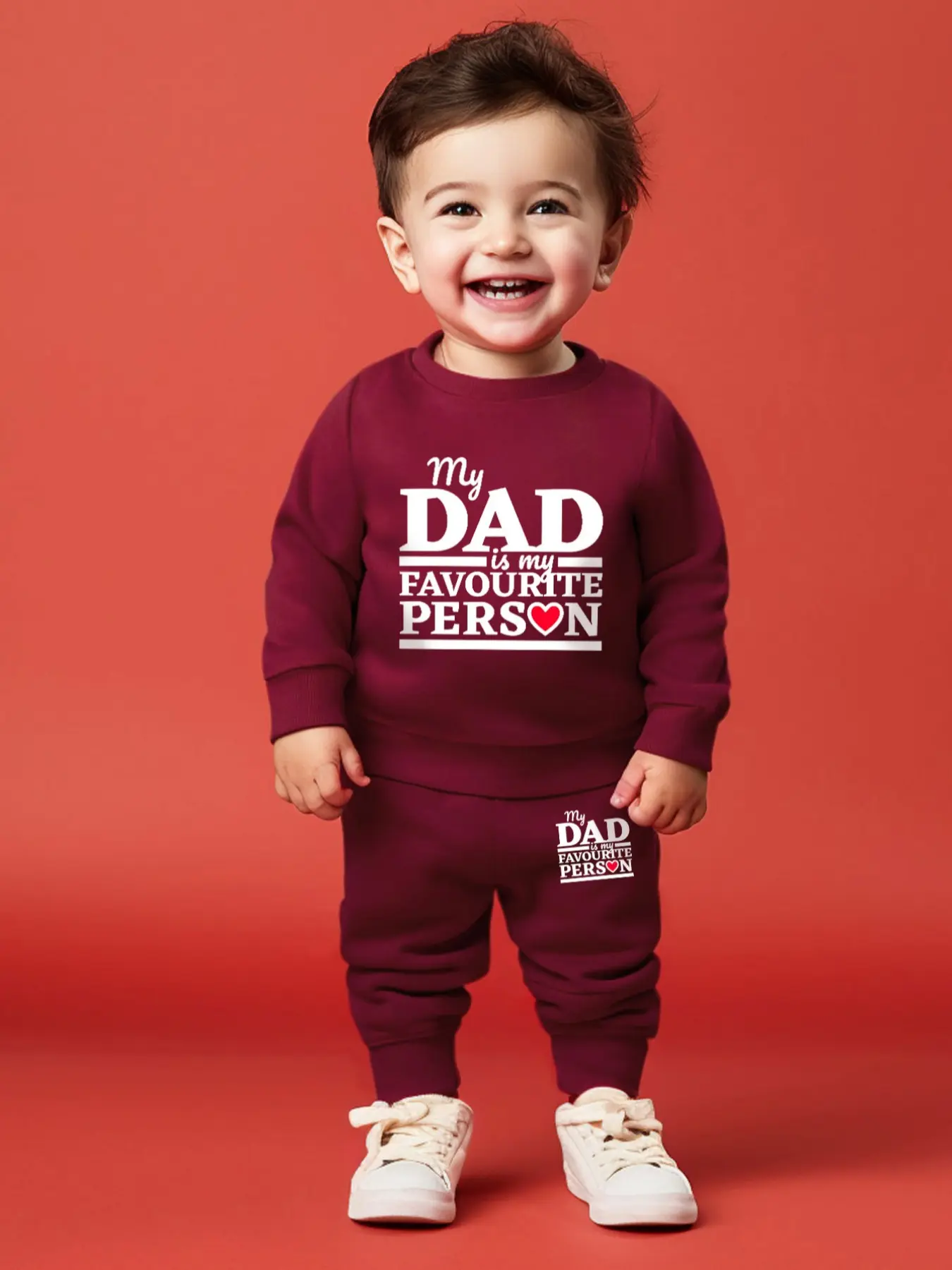 Newborn Infant Baby Boy Breathable Long Sleeve Round Neck Sweatsuit, Casual Fashion Cute Cartoon Heart Letter Print Outfit for All Seasons, Pants, Baby Boy Clothes, Baby Clothing