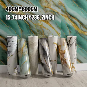NINETAI Decorative Thick White Marble Peel-and-Stick Wallpaper, 1 Roll PVC Material, 15.7in*232.6in/25.8 Sqft, 2.6mm Thickness, Easy to Install