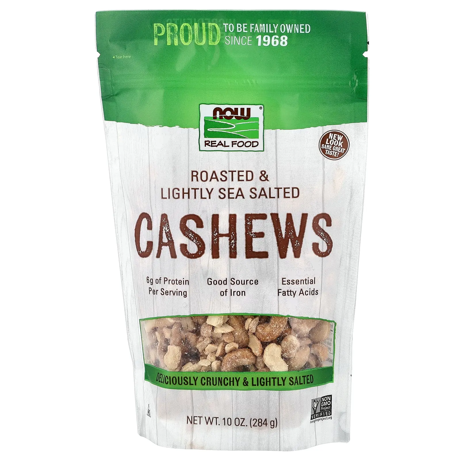 NOW Foods Real Food, Cashews, Roasted & Lightly Sea Salted, 10 oz (284 g)