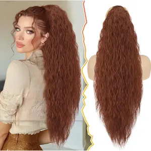 30 Inch Auburn Long Curly Drawstring Ponytail Extension  Synthetic Comb Clip in Pony Tails Hairpieces for Women, Voluminous  Looking Long Curly Auburn Ponytail Hair Extensions