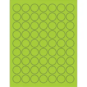 212 MAIN 1 in. Fluorescent Green Circle Acrylic Labels - Customized, Permanent Glue, Laser/Ink Jet Sticker Labels - Pack of 6300, Customized Labels