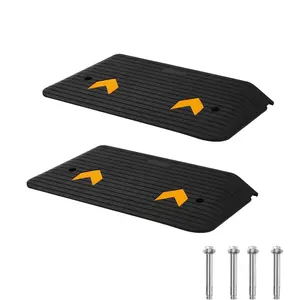 Garvee 2 Pack 4-Inch Rubber Threshold Ramps with 33,000LBS Capacity, Heavy Duty Non-Slip Design for Wheelchairs, Doorways, Homes, and Mobility Scooters, Portable and Durable