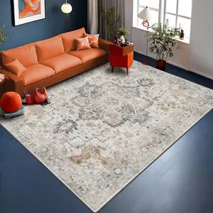 Velvet + Soft and Comfortable European Retro Bohemian Persian Pattern Printed Carpet, Home Decoration Carpet, Living Room Large Carpet Sofa Cushion Door Mat Coffee Table Cushion Bedroom Carpet Bedside Carpet, Boho Area Rug