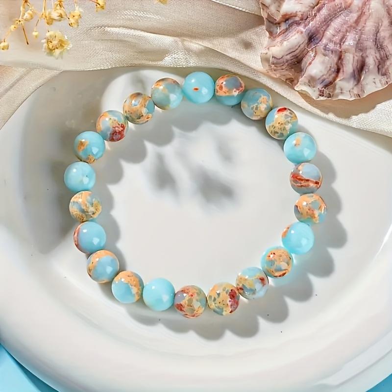 Shoushan Stone Handmade Beaded Bracelet – Natural Polychrome Gemstone Jewelry, Good Luck & Career Attraction, Unisex Gift for Men Women, Daily Wear Holiday Present