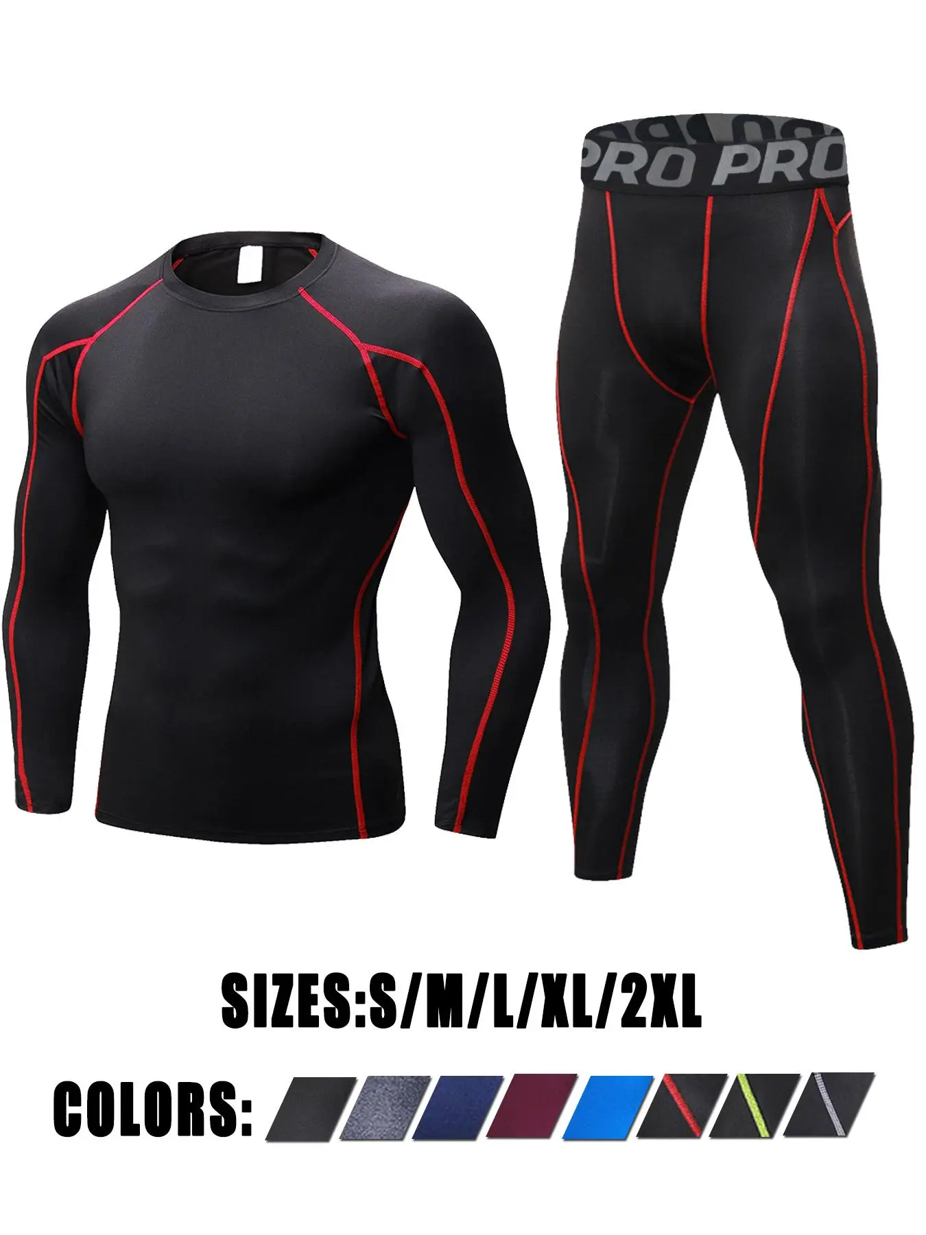 Thermal Underwear Mens Long Johns for Men Thermal Underwear Set Long Sleeve Base Layer Compression Garment Suit Thermals Top & Bottom for Workout Skiing Running Sports Wear Activewear Sports Clothing