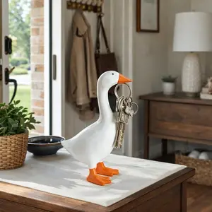 Desk Goose  – Magnetic Goose Key Holder for Desktop, Cute Resin Goose Figurine with Strong Magnet Beak, Funny Animal Desk Ornament & Mini Desk Goose for Office & Home decor sculpture, Angry Duck Decorations