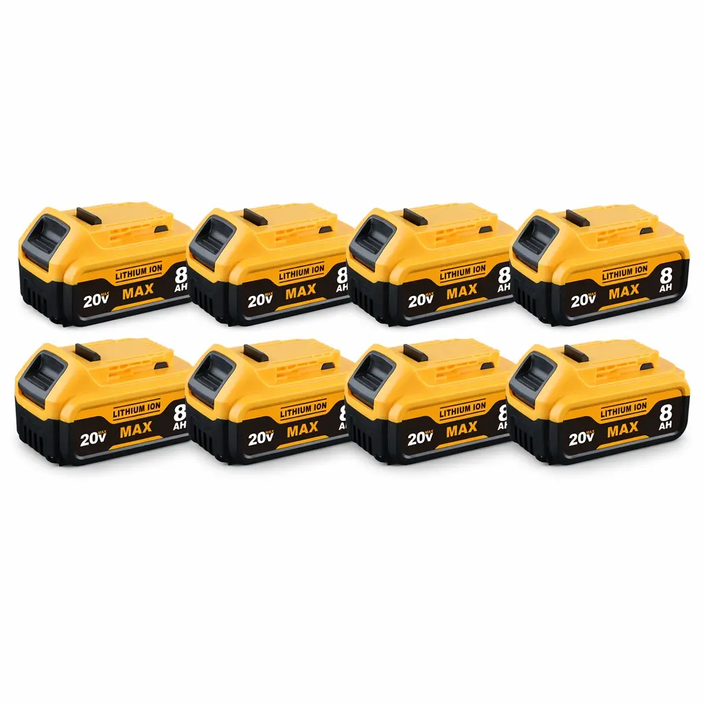 8-Pack 20V MAX 8.0Ah 8000mAh Lithium-Ion Replacement Batteries Compatible with DeWalt DCB200, Rechargeable Battery Packs for Cordless Power Tools