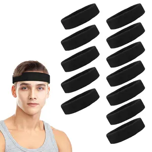 12PCS Sweatbands Sports Headbands for Men And Women Basketball Headband Sports Competitions Sweat Headbands Running Terry Cloth Moisture Wicking for Yoga Tennis Gym Exercise