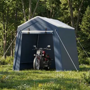 6x8 ft Motorcycle Shelter with Galvanized Steel Tube Frame – Weather Resistant & UV Protected Outdoor Bike Tent, Sturdy Construction with Easy Tool-Free Assembly for Durable Storage