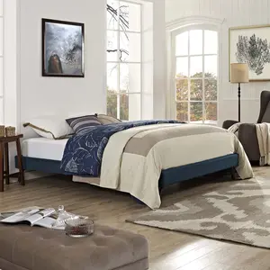 Modway Loryn Queen Fabric Bed Frame with Round Splayed Legs in Azure