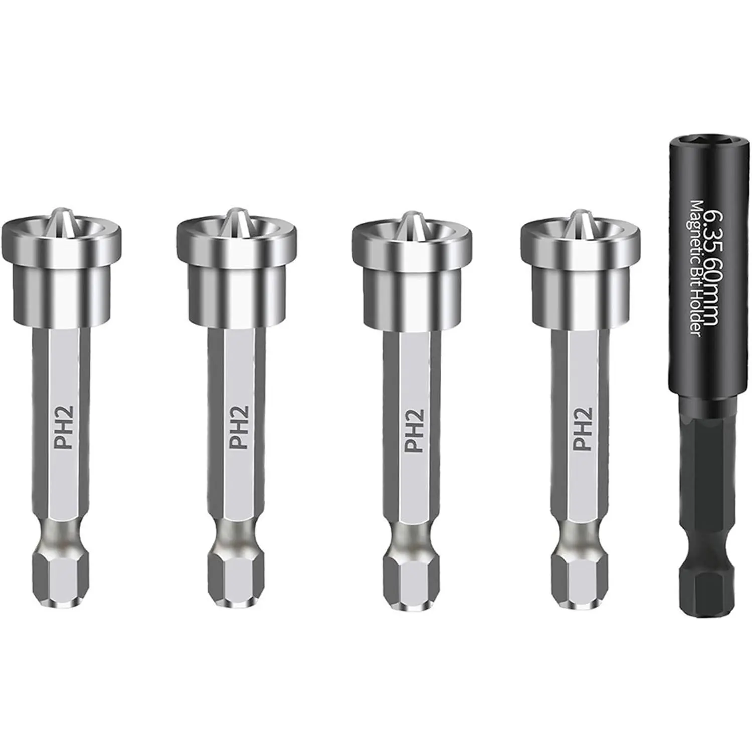 5 count Set Premium  Drywall Screw Setter PH2 Bits for Plasterboard Sheetrock Screw Hex Shank Positioning Bit Batch .