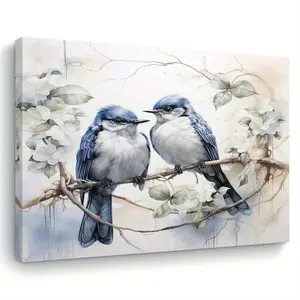 Blue and Yellow Bird Canvas Wall Art with Wooden Frame – Vibrant Nature-Inspired Painting for Living Room, Bedroom, Kitchen & Office Decor – Perfect Gift for Her or Him  Office Wall Decor Canvas, Perfect for Room Decor Poster Ornaments Artistic Decorative