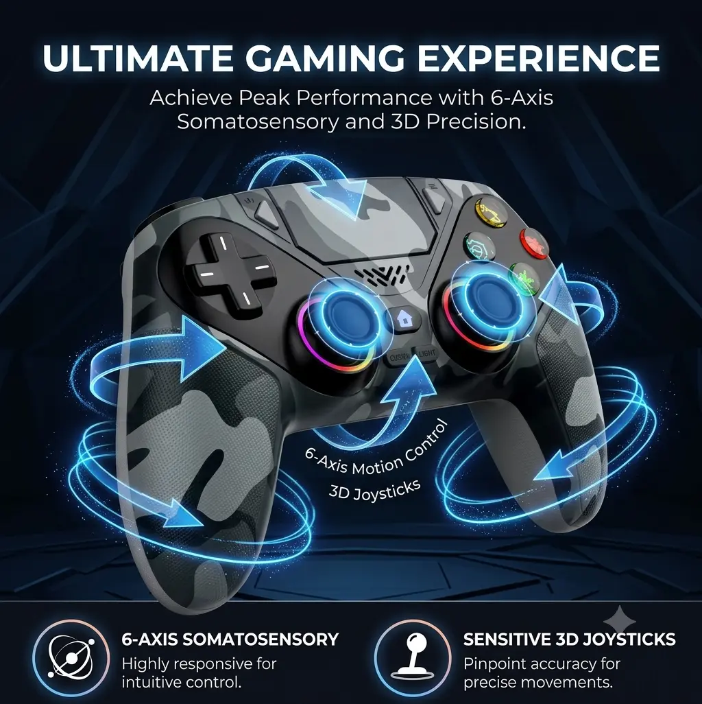 NovaStrike Wireless Controller – Hall Effect Sticks, RGB Backlight, Macro & Turbo, Compatible with PS5/PS5 Pro/Slim/PC