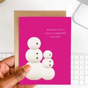 Holiday Greeting Card Cool and Carefree Snowman Christmas Card