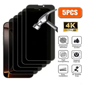 5-Pack Privacy Enhanced Protective Glass Screen Protector for iPhone 17/15/16/14/11/12/13 Pro Max, Anti-Spy Tempered Glass, Birthday Gift