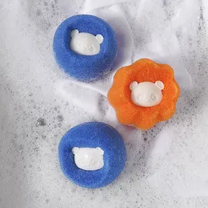Cute Bear Laundry Ball, Anti-Tangle Washing Cleaning Ball, Lint Remover Sponge, Magic Care Ball, Laundry Lint Catcher