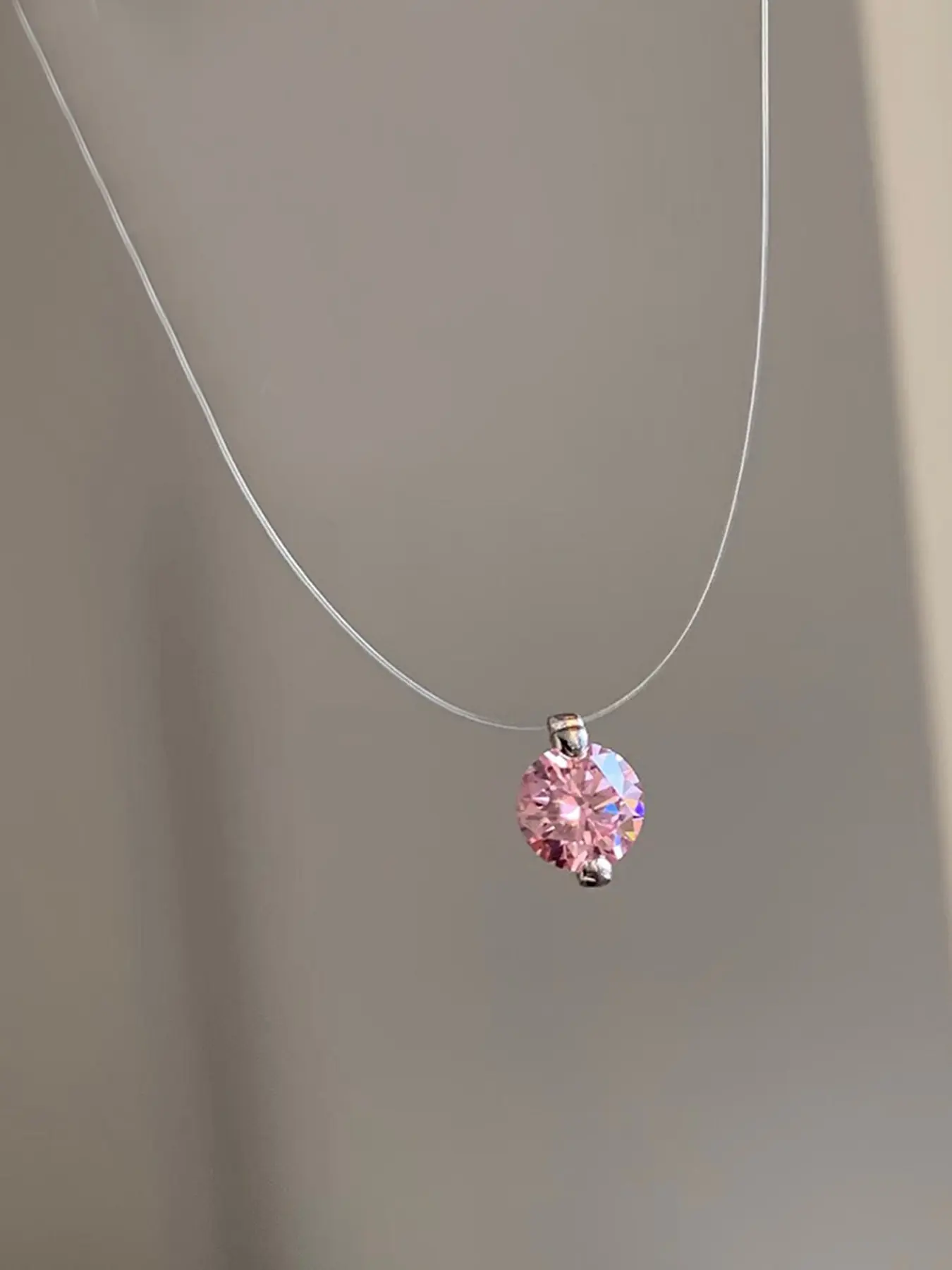Mermaid Tears S925 Sterling Silver 2 Carat Moissanite Floating Necklace, Invisible Fish Line, Pendant, Essential Fairy Jewelry