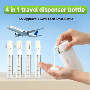 4-in-1 Travel Dispenser Bottle - Lightweight Refillable & Leak-Proof Container, Easy to Carry for Frequent Travelers, Gym & Outings