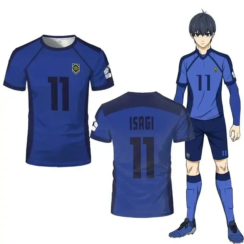 Isagi Yoichi Blue Lock Anime Soccer Jersey Cosplay T-Shirt Premium Breathable Athletic Polyester Tee - Perfect Uniform Gift for Manga and Anime Fans, Team Sportswear Costume