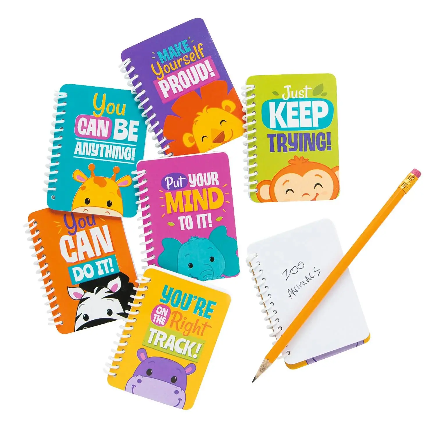 2 1/2" x 3 1/2" 30 pg. Jungle Mini Spiral Paper Notebooks - 24 Pc.