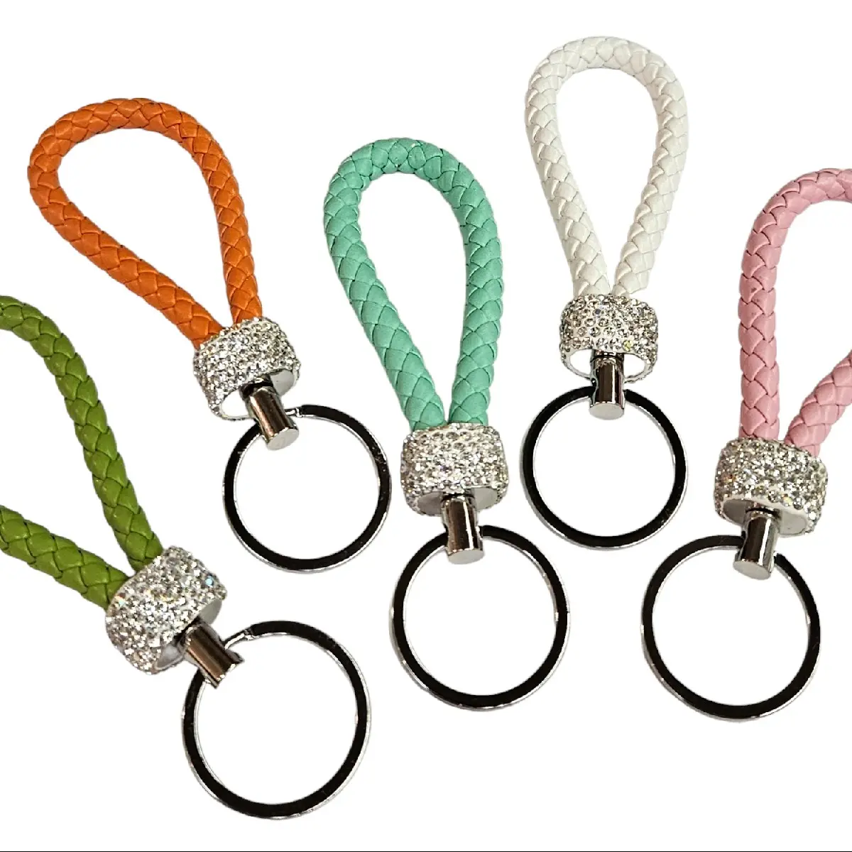 Braided Rhinestone Keychains Wristlets