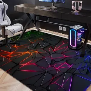 Soft Geometric Gaming Area Rug, Perfect for Bedroom & Game Room, Comfortable Floor Mat for Living Room, Kitchen, Entryway Decor