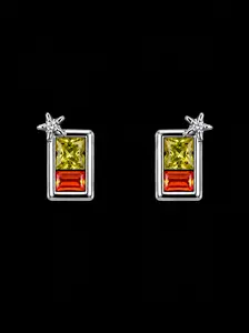 925S Geometric Color Block Stud Earrings – CZ
