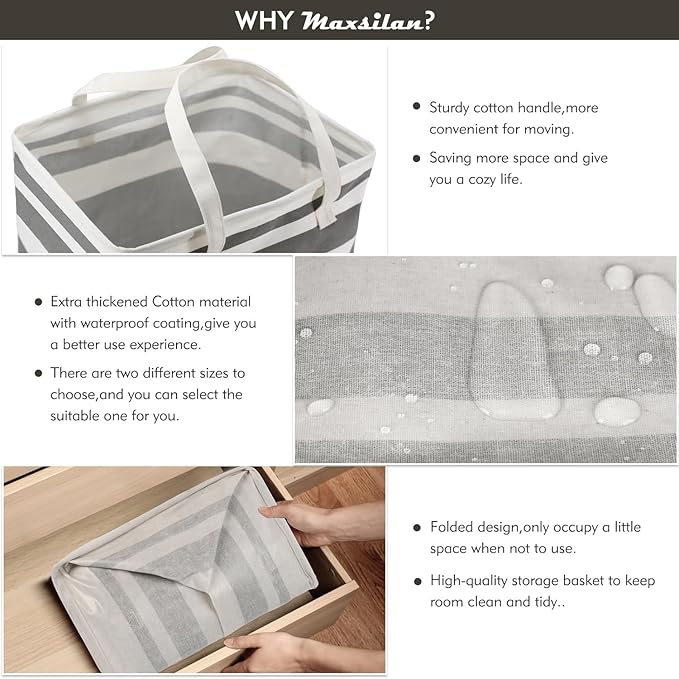 Laundry Basket Clothes Hamper Collapsible Laundry Basket with Handle Large Cotton Freestanding Clothes Hamper Storage Basket for Bedroom Laundry Hamper Dorm(100L)