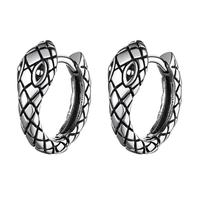 Snake Hoop Earrings-Steel