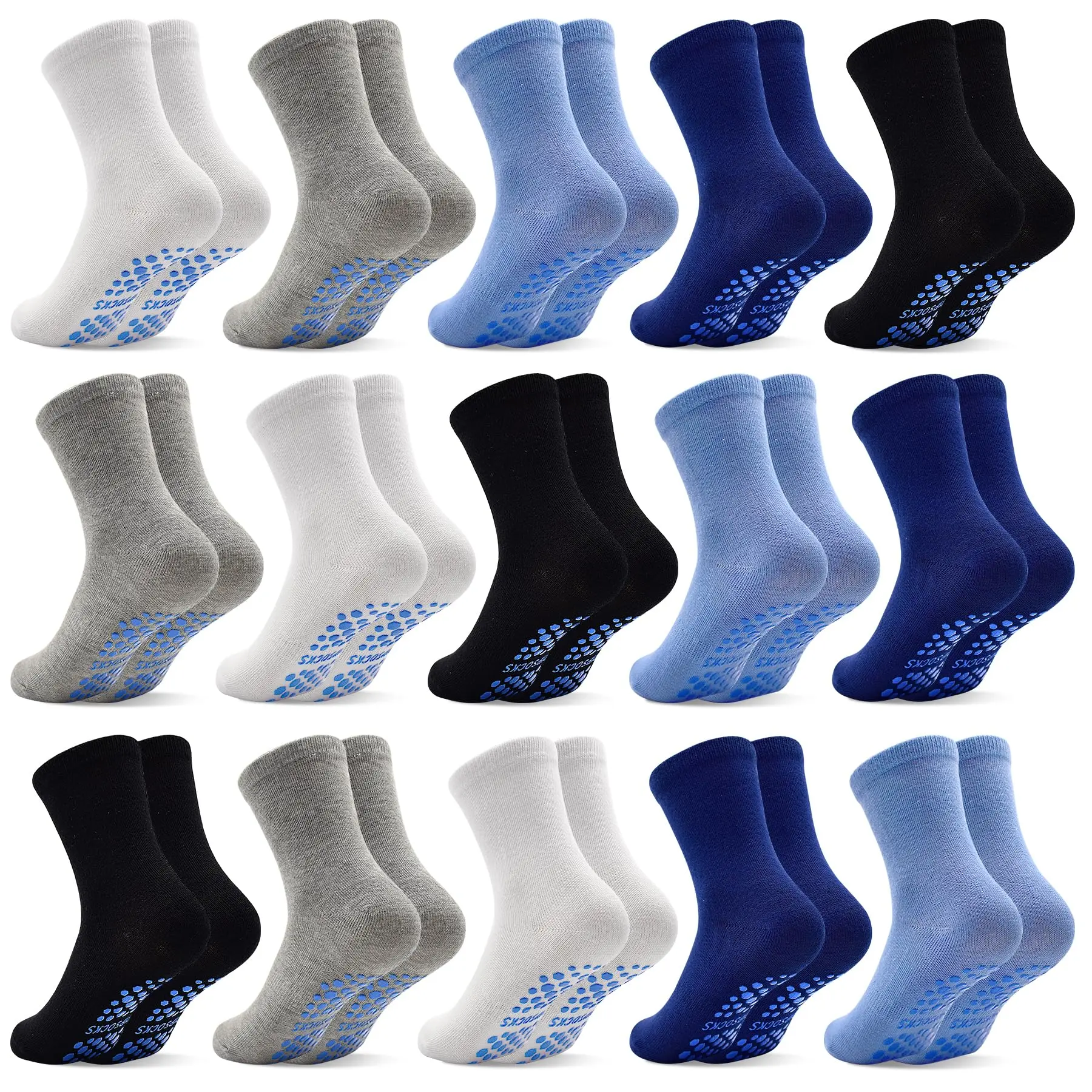 TPHON 15 Pairs Toddler Socks, Kids Gripper Non Slip Toddlers Boy Girls Anti Skid Socks for 1-10 Years Kneesocks Infant