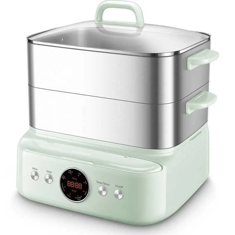 SUPOR Electric Steamer Pot 3L, Multi-functional Food Steamer for Home Kitchen, Fast Boil & Precise Temp Control, 304 Stainless Steel, 1200W, US Plug - SM30D21US