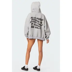 Everything'S Ok Zip Up Oversized Hoodie