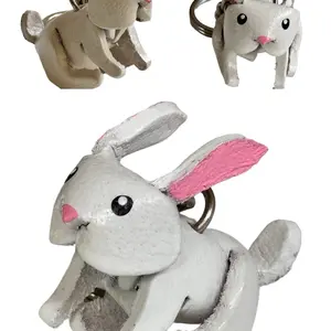 3D Leather KeyChain-Rabbit bunny cute handmade keychains