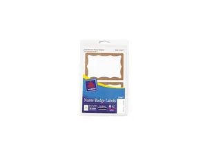 Avery 5146 Print/Write Self-Adhesive Name Badges, 2-11/32 x 3-3/8, Gold, 100/Pack Avery 5146 Print/Write Self-Adhesive Name Badges, 2-11/32 x 3-3/8, Gold, 100/Pack