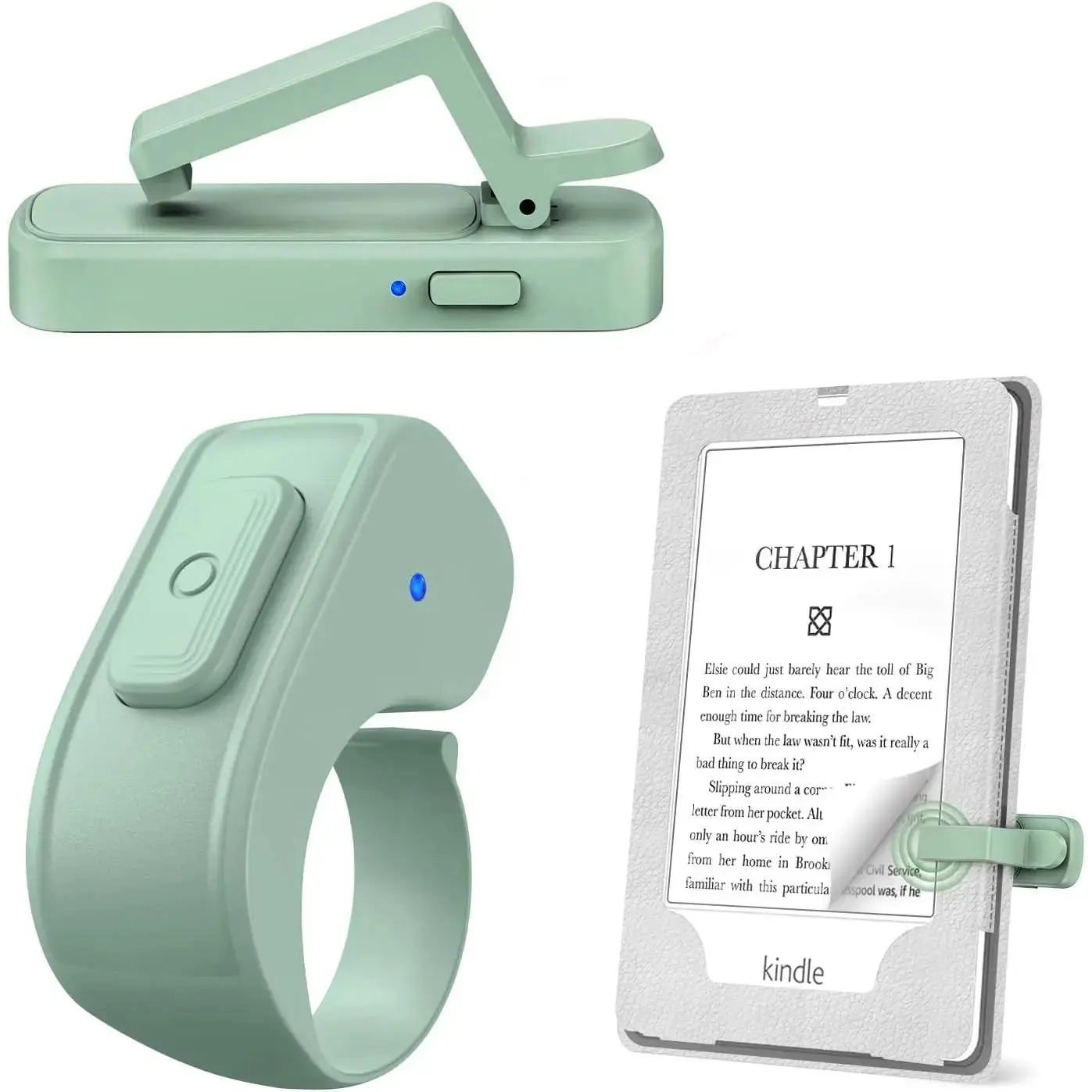 Page Turner Ring ,Remote Control for  iPad Android Tablets E-Readers,Clicker Page Turner for Kindle Accessories for Camera Video Record&Shutter Selfie (Green)