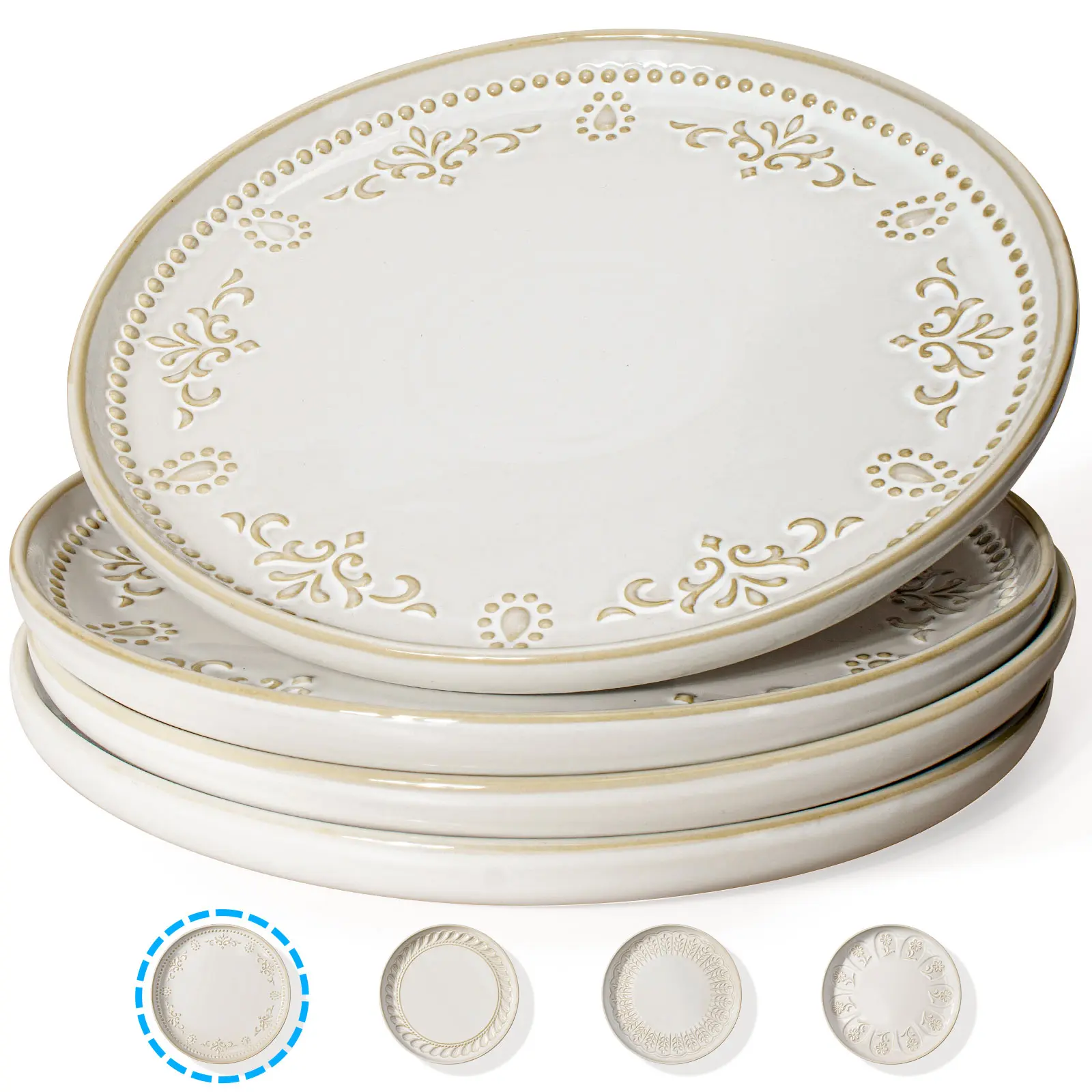 Damask Floral Dinner Plates 10.75 Inch