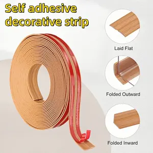 2 meters/3 meters/5 meters Self-Adhesive Flexible Wall Corner Decorative Strip，PVC Edge Protector, Wood Grain Texture, Three-in-One Design，Suitable for Home Decoration