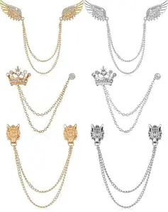 6Pcs Men's Brooch Lapel Pin Badge Hanging Chains Collar Brooches Pin for Career Suit Tuxedo of Shirts Tie Hat Scarf for Boyfriend Father Birthday Gold/Silver - Home Improvement.