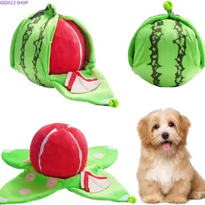 4-in-1 Watermelon Dog Enrichment Toy Set, Squeaky Slice Plush + Snuffle Rind Mat, Interactive Hide & Seek Puzzle Treat Toy for Dogs, Mental Stimulation & Boredom Relief