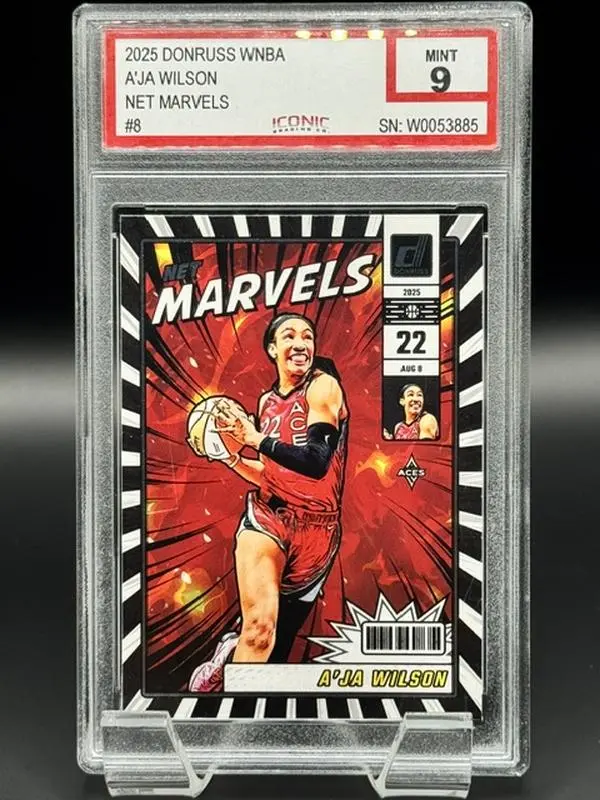 2025 Panini Donruss WNBA Basketball Card #8 A'ja Wilson Net Marvels Graded Mint 9