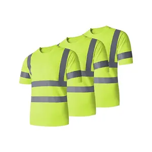 Safety Shirts for Men, Reflective High Visibility Construction Shirts Short Sleeve Work Shirts 3-Pack