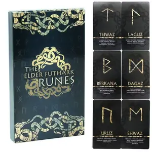 Norse Runes Card Divination Game, 26 Cards for Beginners, Card Deck, Perfect Holiday Gift, Fortune Telling Tabletop Game, Themed Card Game, Ideal for Starters, Card Game Sets for Beginners, Interactive Reading, Symbolism, Card Game Box