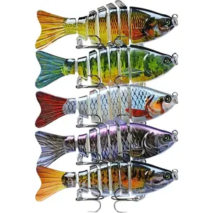 5 Pack Slow Sinking Crank Baits – Lifelike Glide & Swim Lures for Freshwater & Saltwater, Trout, Sea Bass, Crappie, Walleye, Pike, Bluegill