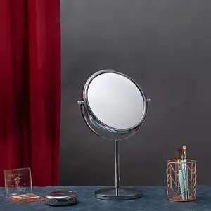 12.5 Inch Magnifying Round Tabletop Makeup Mirror, Dual-Sided 360° Rotating Standing Vanity Mirror with Base, No Lighting, Bathroom & Bedroom Use, Modern Mirror