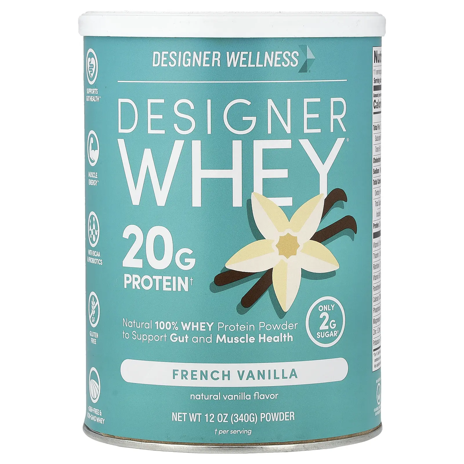 Designer Wellness Designer Whey®, Natural 100% Whey Protein Powder, French Vanilla, 12 oz (340 g)