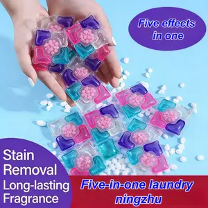 Five-In-One Upgrade Version Laundry Detergent, Antibacterial Flea Removal, Scented Beads, Strong Stain Removal, Home Pack Concentrated Liquid