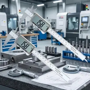 Digital Caliper 0-150mm with LCD Display, Portable ABS Plastic Electronic Vernier Gauge for DIY Craft Workshop, Measuring Internal External Depth, Auto Calibration Unit Conversion, Slip-Resistant Buttons, Measuring Ruler