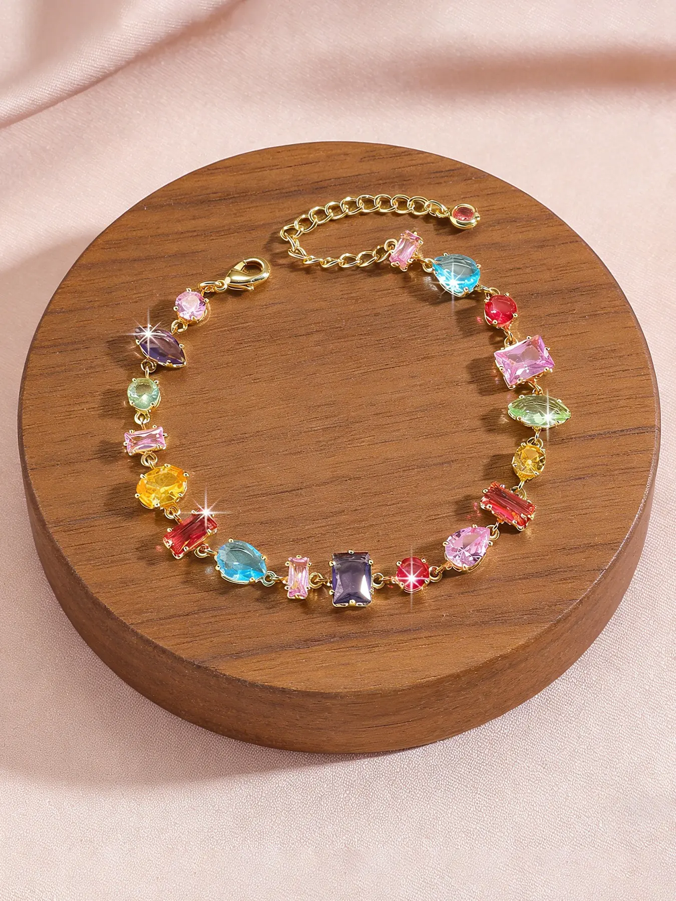 Spring Colorful Dopamine Artificial Crystal Candy Color Bracelet, Women's Luxurious Style Simple Fashion High-End Hand Jewelry Fashion Bracelets, Fashionable Bracelet