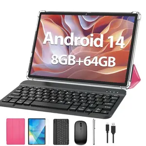 Android 14 Tablet 10.1 Inch, Portable Design with Keyboard, Mouse, Charger & Case, 2-Inch Size - Electronic