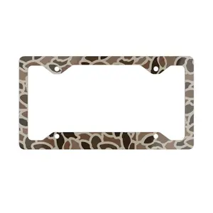 Vintage Old School Camo Metal License Plate Frame, Gifts for Him, Hunting